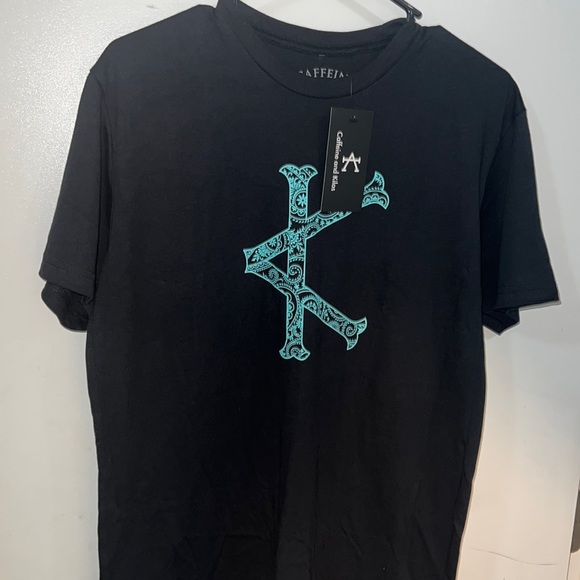 Caffeine and Kilos black/mint paisley Cardinal Tee - Picture 1 of 6